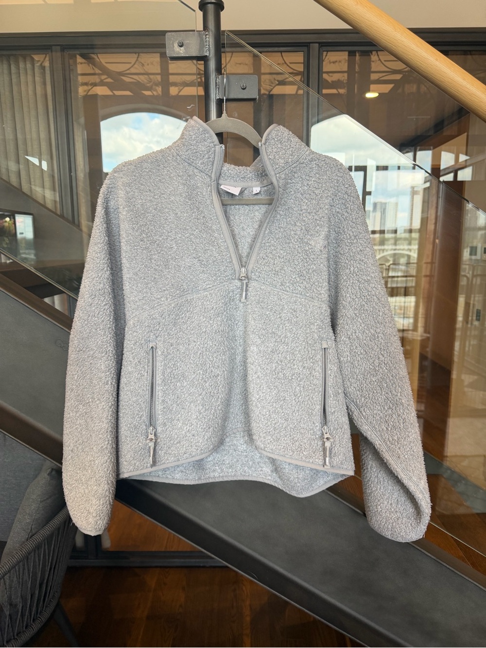 Aritzia TNA Polartec 1/2 Zip Gray Sherpa Half-Zip